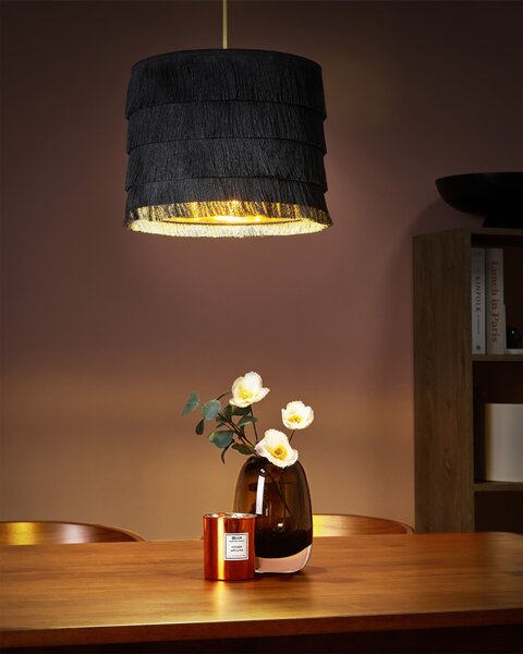 Závěsná lampa SUAPURE Tkanina Černá