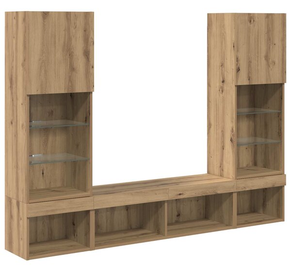 TV nástěnné jednotky s LED 5 ks Artisanový dub Kompozitní dřevo 3402958
