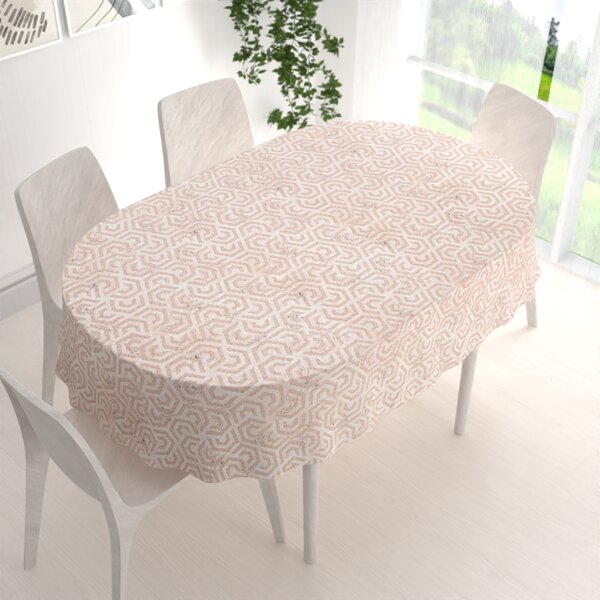 Biante Sametový oválný ubrus Tamara TMR-029 Růžovobéžové hexagony s černým žíháním 50x100 cm