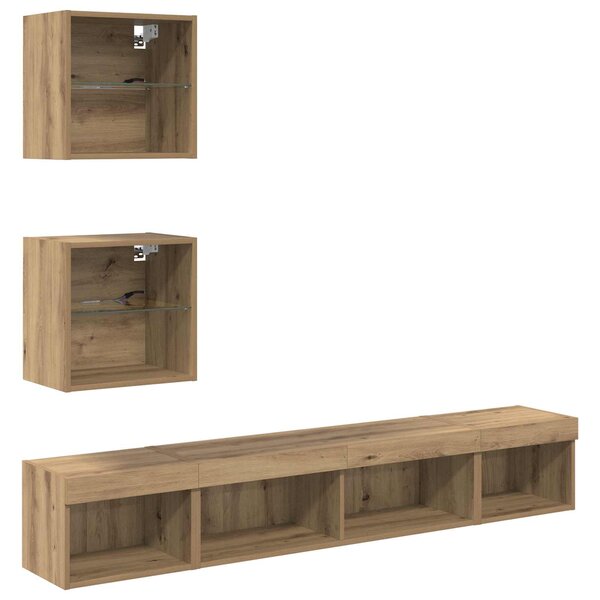 TV nástěnné jednotky s LED 5 ks Artisanový dub Kompozitní dřevo 3402960