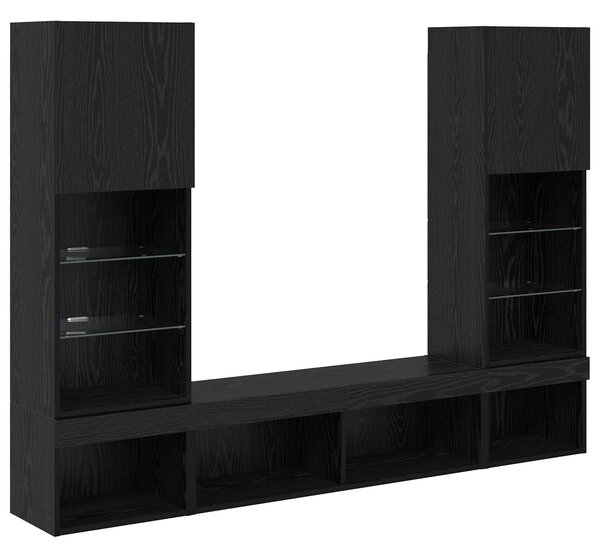 TV nástěnné jednotky s LED 5 ks Černý dub Kompozitní dřevo 3402959