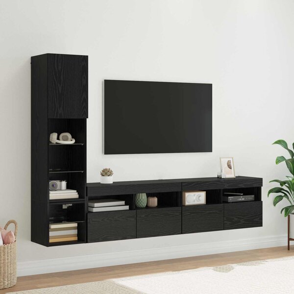 Nástěnná skříňka na TV 4 ks Černý dub Kompozitní dřevo 3402967