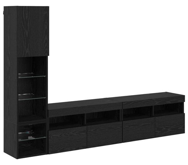 Nástěnná skříňka na TV 4 ks Černý dub Kompozitní dřevo 3402967