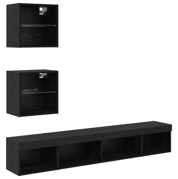 TV nástěnné jednotky s LED 5 ks Černý dub Kompozitní dřevo 3402961