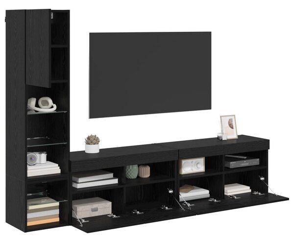 Nástěnná skříňka na TV 4 ks Černý dub Kompozitní dřevo 3402967