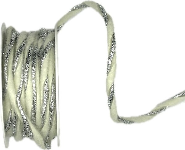 Silver Cotton Twist 3 mm – Kroucený stříbrno-bílý provázek 3mm x 2m