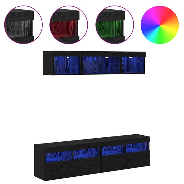 TV nástěnné jednotky s LED 5 ks Černý dub Kompozitní dřevo 3402970