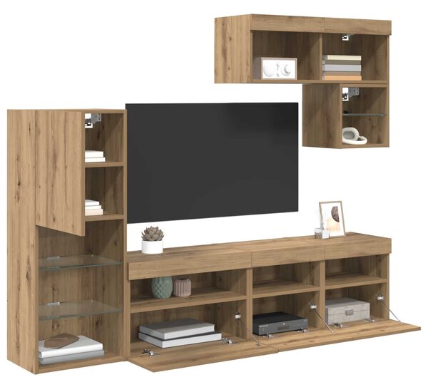 Nábytkové stěny pro TV 6 ks Artisanový dub Kompozitní dřevo 3402975