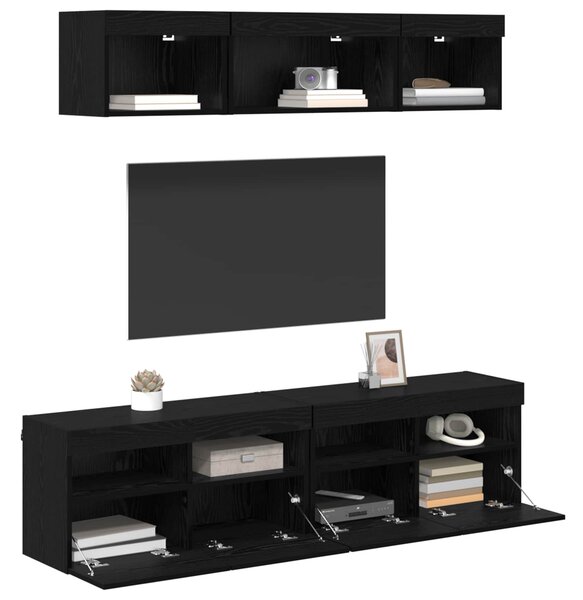 TV nástěnné jednotky s LED 5 ks Černý dub Kompozitní dřevo 3402970