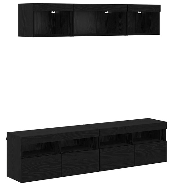 TV nástěnné jednotky s LED 5 ks Černý dub Kompozitní dřevo 3402970