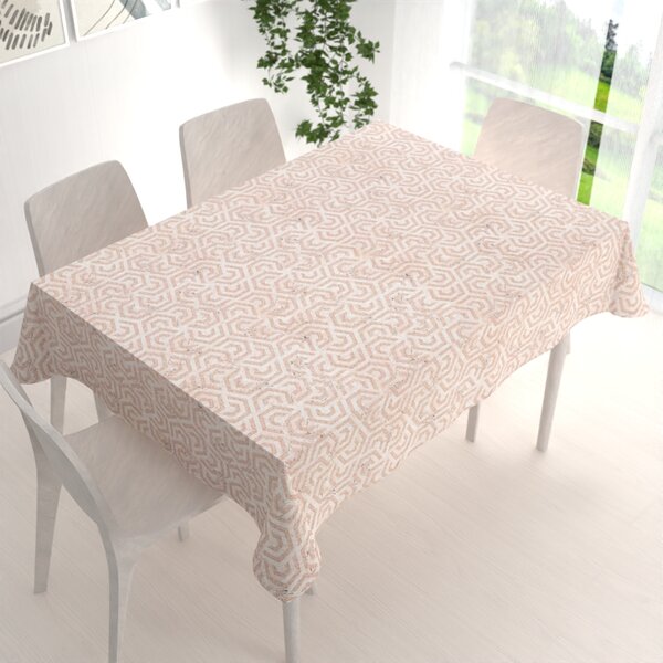 Biante Sametový obdélníkový ubrus Tamara TMR-029 Růžovobéžové hexagony s černým žíháním 50x100 cm