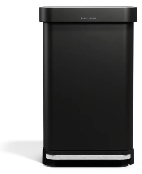 Pedálový odpadkový koš Simplehuman – 45 l, matná černá ocel, kapsa na sáčky