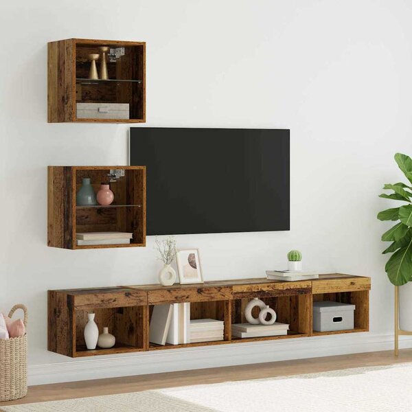 TV nástěnné jednotky s LED 5 ks Staré dřevo Kompozitní dřevo 3403577