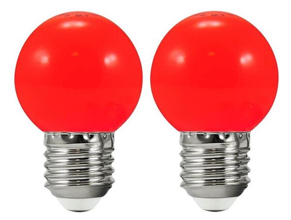 SADA 2x LED Žárovka PARTY E27/0,5W/36V červená 3000K