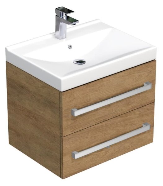 Koupelnová skříňka s umyvadlem SAT Cube Way 60x47,5x46 cm dub Hickory CUBE46602DHVER