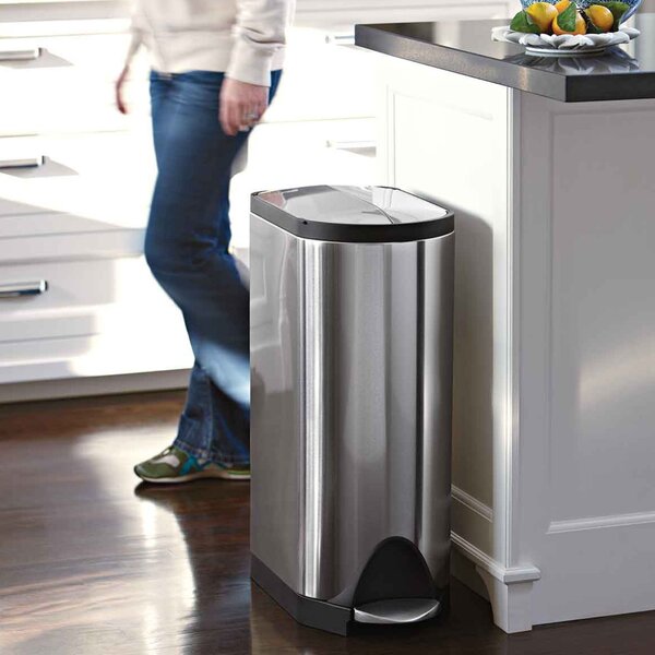 Pedálový odpadkový koš Simplehuman – 30 l, butterfly víko, kartáčovaná nerez ocel, FPP