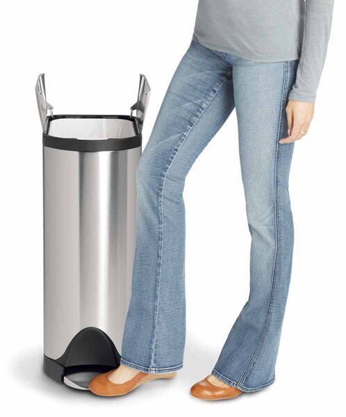 Pedálový odpadkový koš Simplehuman – 30 l, butterfly víko, kartáčovaná nerez ocel, FPP