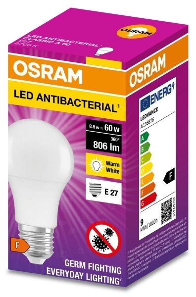 LED Antibakteriální žárovka A60 E27/8,5W/230V 2700K - Osram