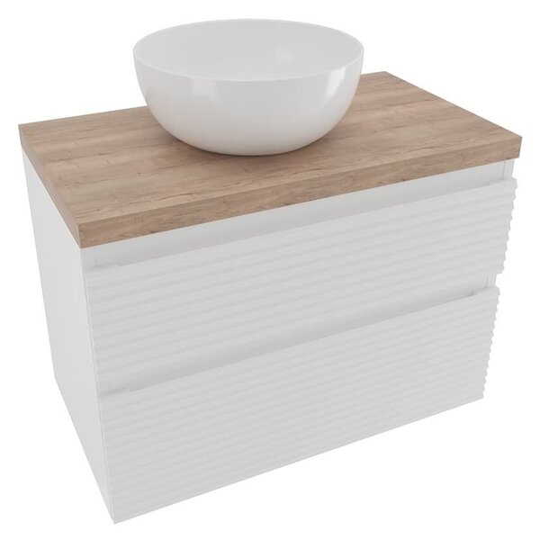 Koupelnová skříňka 2 zásuvková s krycí deskou Naturel Savona 78x53x44,8 cm bílá lesk SAVONA280BIDDH