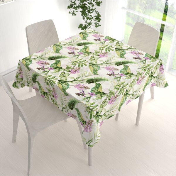Biante Sametový čtvercový ubrus Tamara TMR-035 Fialové zvonky s listy na bílém 40x40 cm