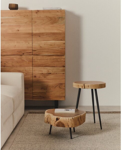 Kulatý konferenční stolek s deskou z akácie v přírodní barvě 49x47 cm Tanive – Kave Home