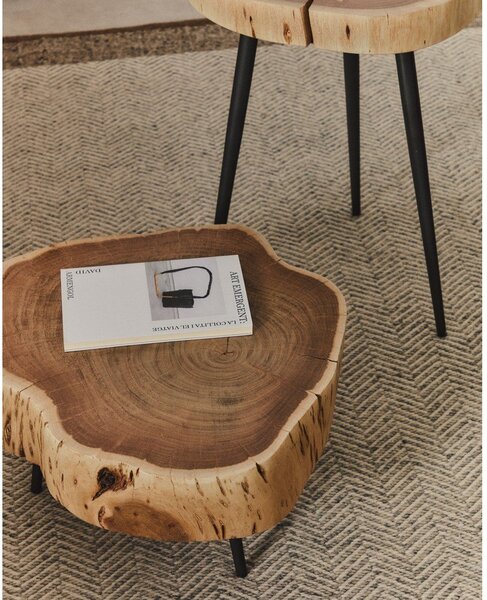 Kulatý konferenční stolek s deskou z akácie v přírodní barvě 49x47 cm Tanive – Kave Home