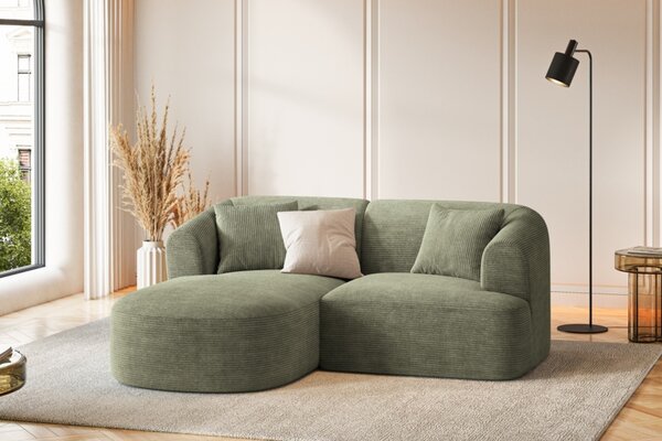-25 % Dny MOMENTI– Cosmopolitan Design Zelená manšestrová rohová pohovka Campi 180 cm, levá