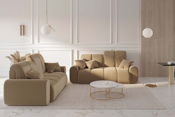 Devichy Béžová sametová dvoumístná pohovka Tous 210 cm