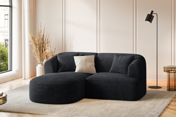 -25 % Dny MOMENTI– Cosmopolitan Design Černá manšestrová rohová pohovka Campi 180 cm, levá