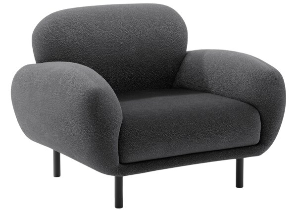 Micadoni Tmavě šedé bouclé křeslo Poppy