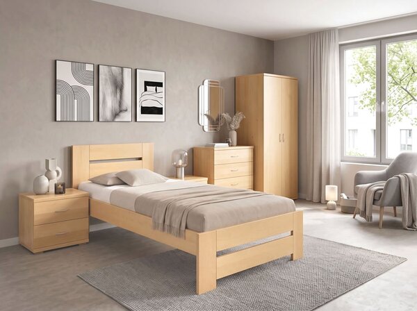 Dřevěná postel s roštem Berni, 80x200, 90x200, masiv buk