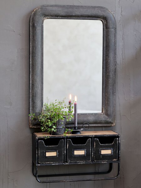Chic Antique Zrcadlo černé s patinou 55 x 40 cm