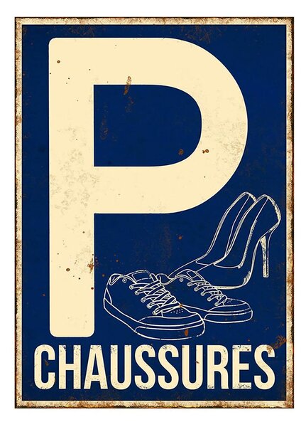 Antic Line Plechová cedule P Chaussures 15 x 21 cm