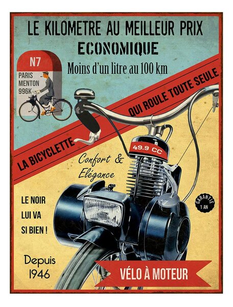 Antic Line Plechová cedule Vélo á Moteur