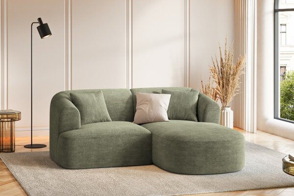 -25 % Dny MOMENTI– Cosmopolitan Design Zelená manšestrová rohová pohovka Campi 180 cm, pravá