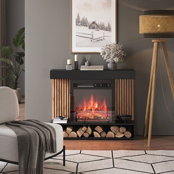 Elektrický krb Vicco Lynea Černá 100 cm s realistickým efektem plamene a 1800W topným tělesem, Model 51888