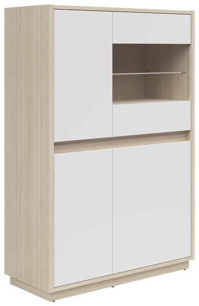 VITRÍNA, bílá, barvy dubu, 95/141,5/42 cm Hom`in - Kredence a vitríny