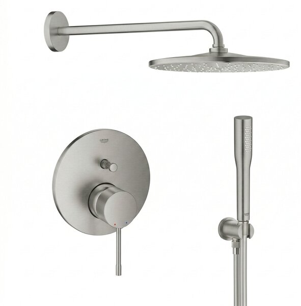 Sada hlavová sprchá s ramenem Grohe Rainshower 26558DC0, vanová baterie Grohe Essence 24058DC1, 26658DC0, 27400DC0, 28362DC1
