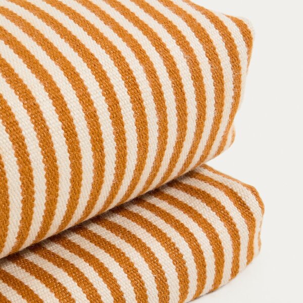Kave Home Pruhovaný oranžovo-bílý polštář na lehátko Dirome 50 x 175 cm