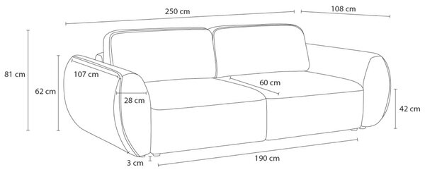 -25 % Dny MOMENTI– Bobochic Paris Tmavě modrá rozkládací pohovka Denise 250 cm