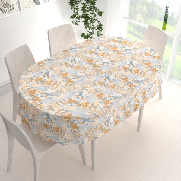 Biante Sametový oválný ubrus Tamara TMR-043 Hnědo-modré designové rostliny 50x100 cm