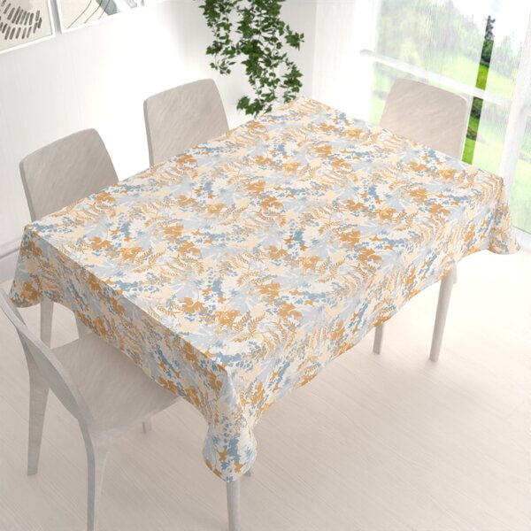 Biante Sametový obdélníkový ubrus Tamara TMR-043 Hnědo-modré designové rostliny 50x100 cm