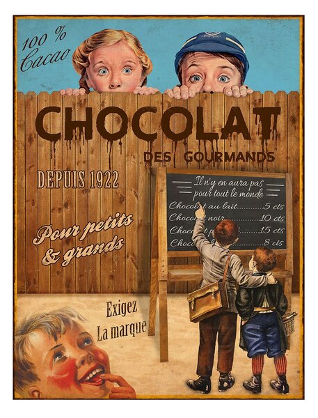 Antic Line Plechová cedule Chocolat