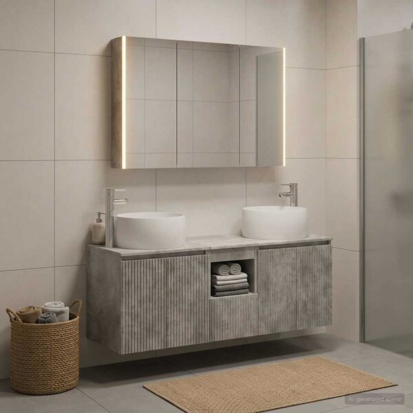 Sada koupelnových skříněk 4 ks Betonově šedá Kompozitní dřevo 3406546