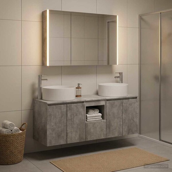 Sada koupelnových skříněk 4 ks Betonově šedá Kompozitní dřevo 3406586