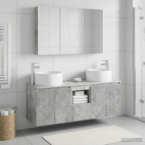 Sada koupelnových skříněk 4 ks Betonově šedá Kompozitní dřevo 3406546