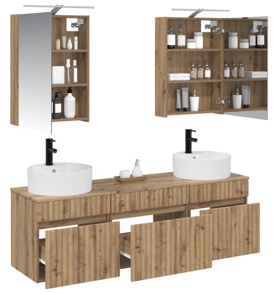 Sada koupelnových skříněk 5 ks Dub artisan Kompozitní dřevo 3406598