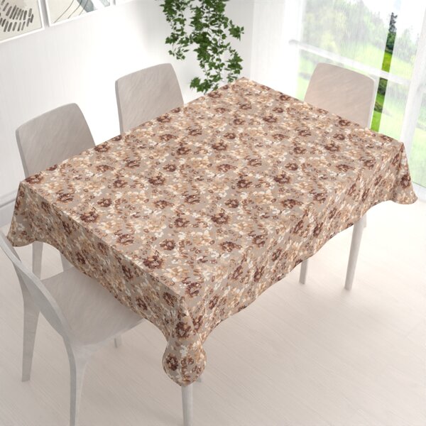 Biante Sametový obdélníkový ubrus Tamara TMR-042 Hnědé květy na šedobéžovém 50x100 cm