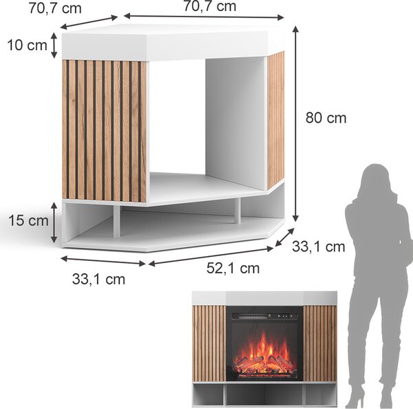 Elektrický krb Vicco Lynea Bílá 100 cm s realistickým efektem plamene a 1800W topným tělesem, Model 51889