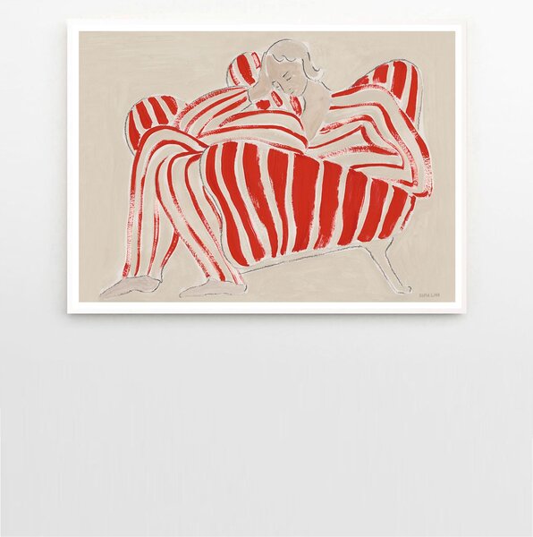 Autorský mini plakát Red Chair by Sofia Lind A5